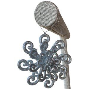 Glittery Silver Snowflake Christmas Holiday Ornament 4" (READ)